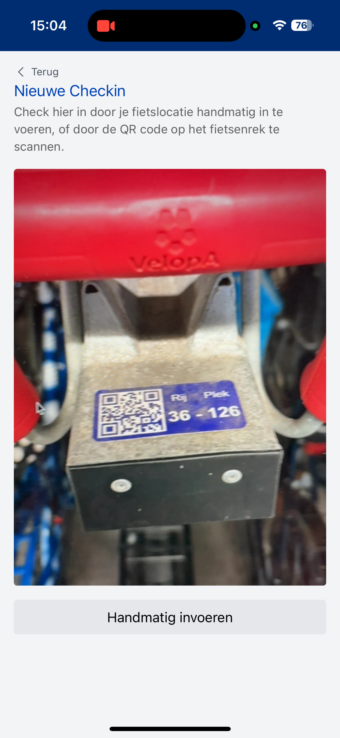 Voorbeeld van een scherm van Fietsplek Vinden