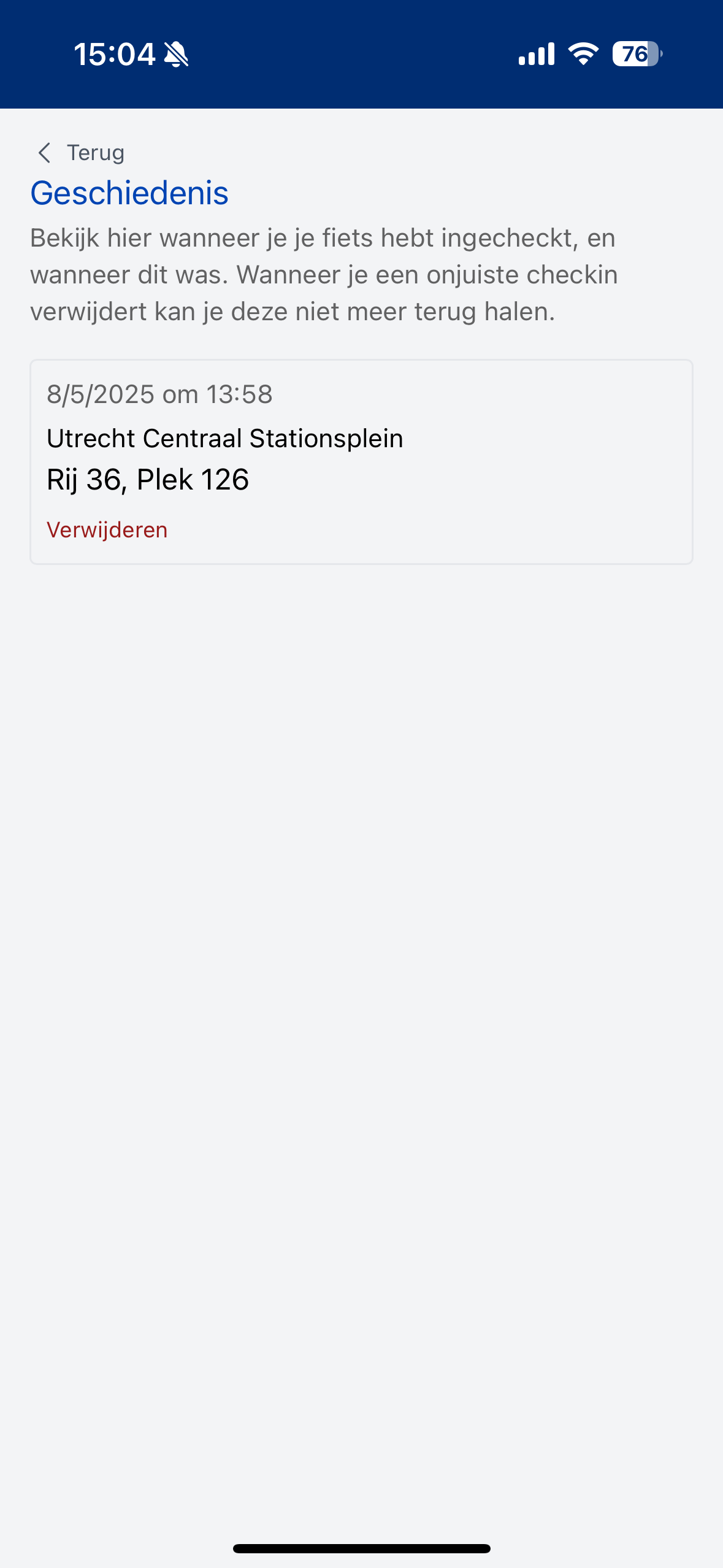 Voorbeeld van een scherm van Fietsplek Vinden